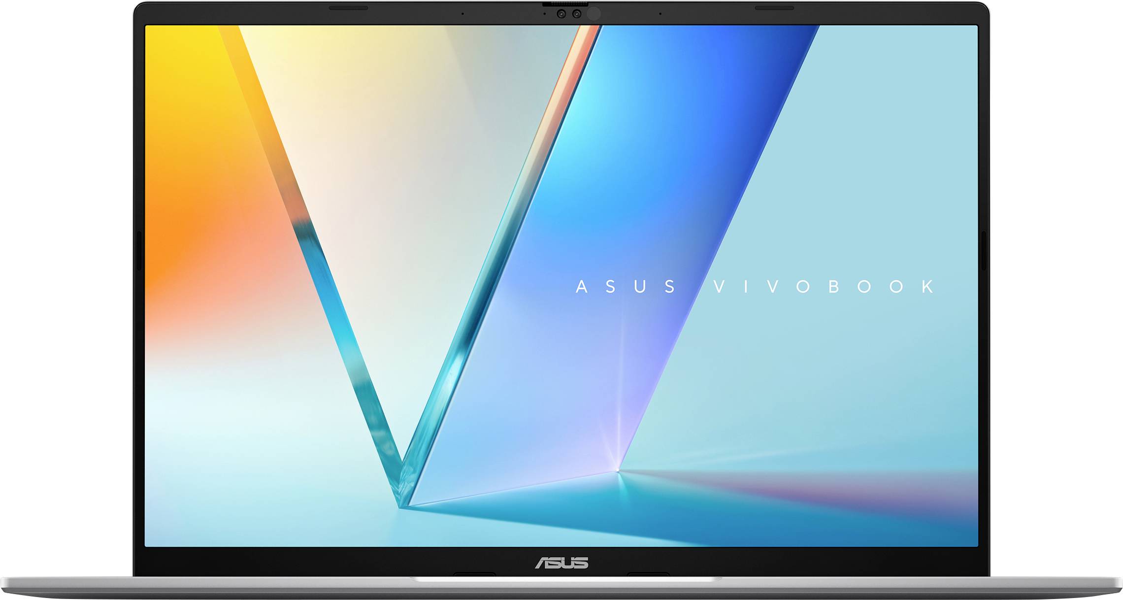 Ein Laptop mit einem leuchtenden Bildschirm, auf dem der Text 