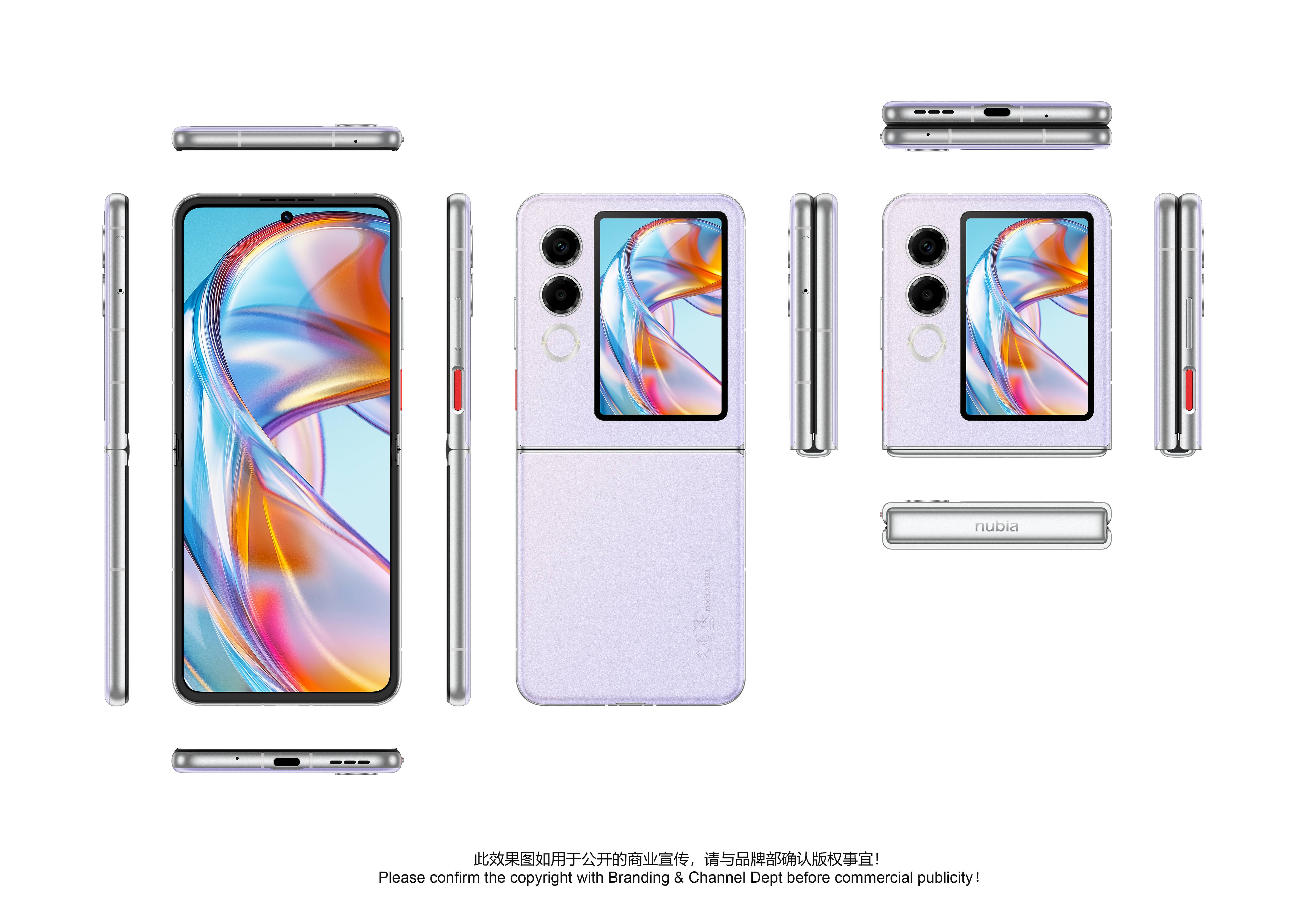 ZTE nubia Flip 2 256 GB Violett EEK C (A - G) 17.5 cm (6.9 Zoll) Smartphone