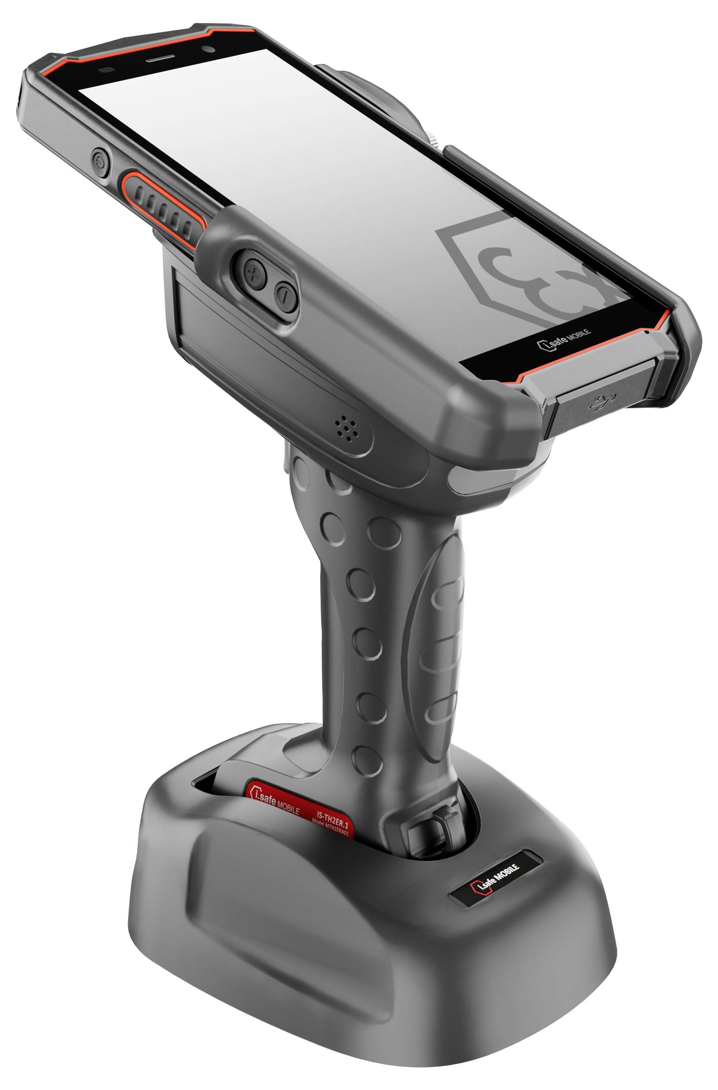 ISafe MOBILE IS-TH2ER.1 Trigger Handle Set Barcode-Scanner LED Schwarz Hand-Scanner inkl. Standfuß