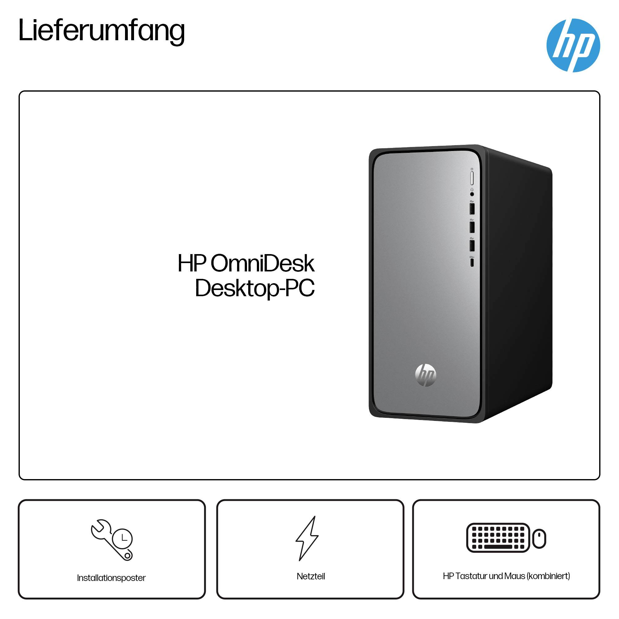 HP Desktop PC Omnidesk M02-0052ng i5-14400 Silve(P) Intel® Core™ i5 i5-14400 4.7 GHz 16 GB RAM 512 GB SSD Intel Intel® UHD Graphics BA2U8