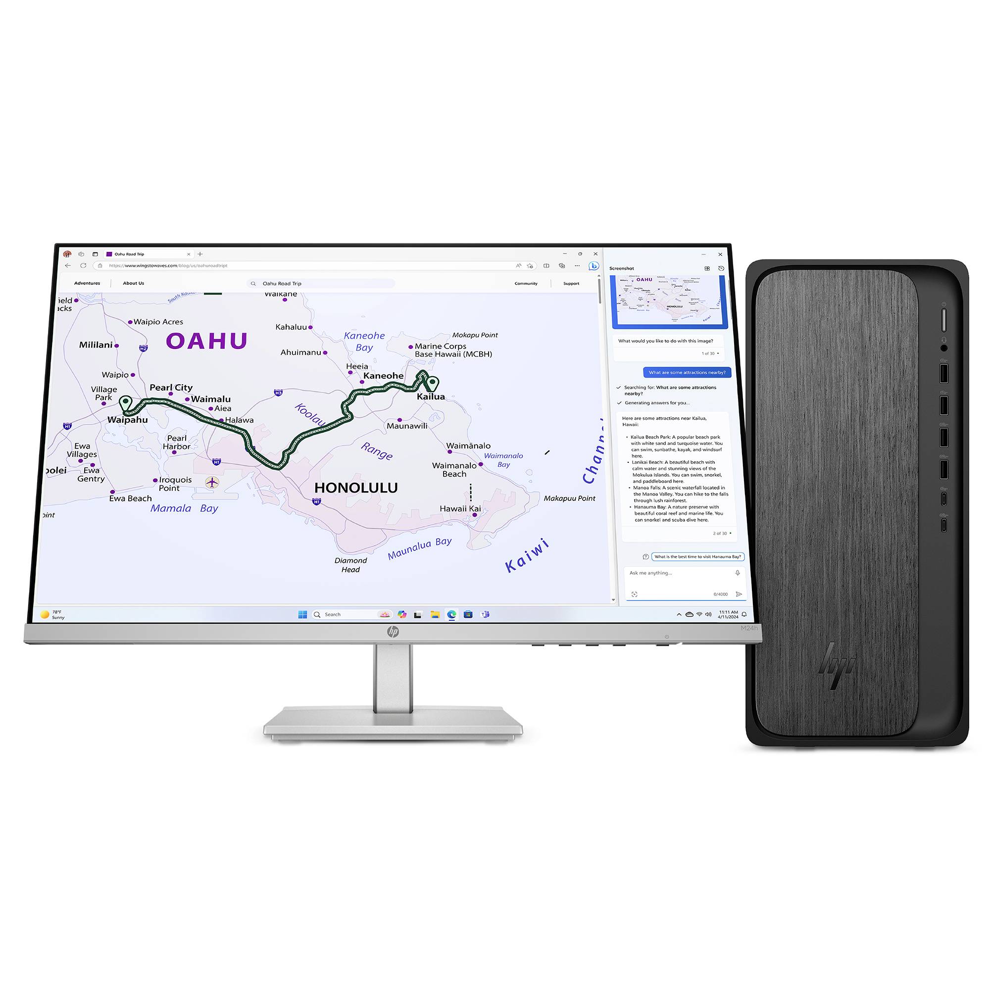 HP Desktop PC Omnidesk M02-0053ng R5-8500G Wood (P) AMD Ryzen 5 8500G 5 GHz 16 GB RAM 512 GB SSD AMD AMD Radeon™ BA2U9EA#ABD