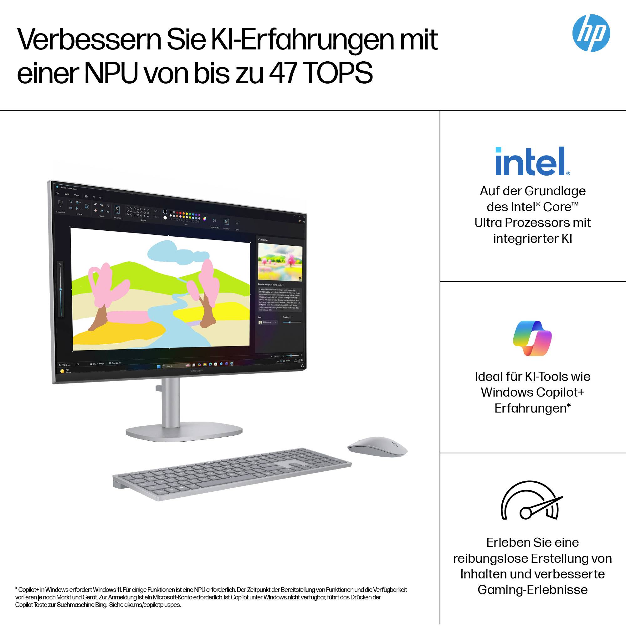 HP All-in-One PC X 27-cs1075ng Silver (P) 68.6 cm (27 Zoll) Full HD Intel® Core™ Ultra 7 256V 4.8 GHz 16 GB RAM 1 TB SSD Intel Intel® Arc™ Gra