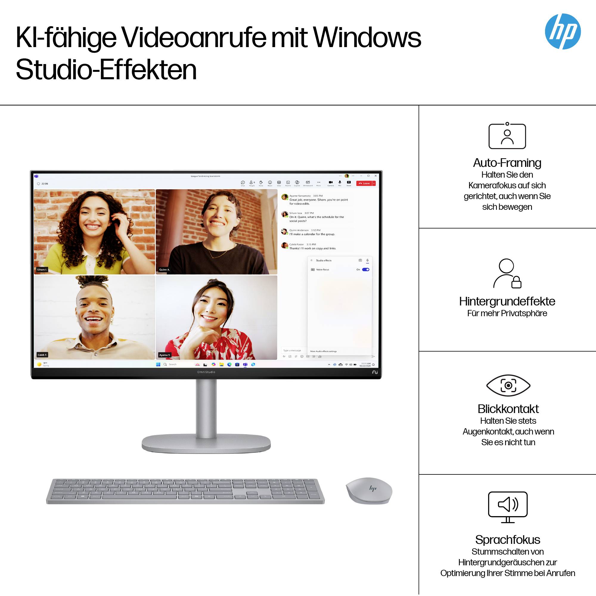 HP All-in-One PC X 27-cs1076ng Silver (P) 68.6 cm (27 Zoll) Full HD Intel® Core™ Ultra 7 256V 4.8 GHz 16 GB RAM Intel Intel Arc Graphics 140V