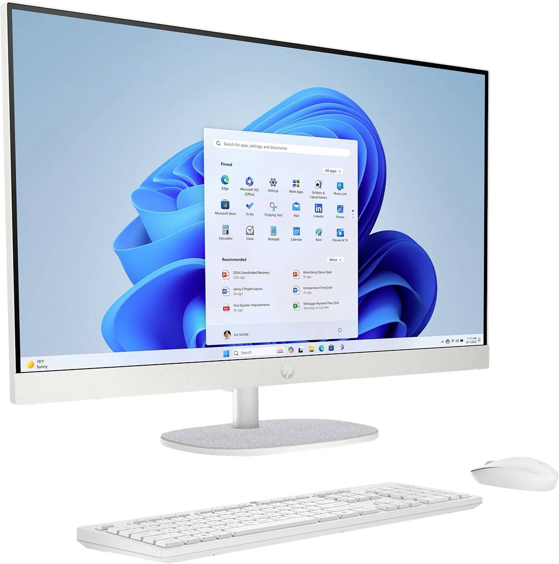 HP All-in-One PC 24-cr2075ng Shell White (P) 60.5cm (23.8 Zoll) Full HD Intel® Core™ Ultra 7 5.2GHz 16GB RAM 1TB SSD Intel Intel®