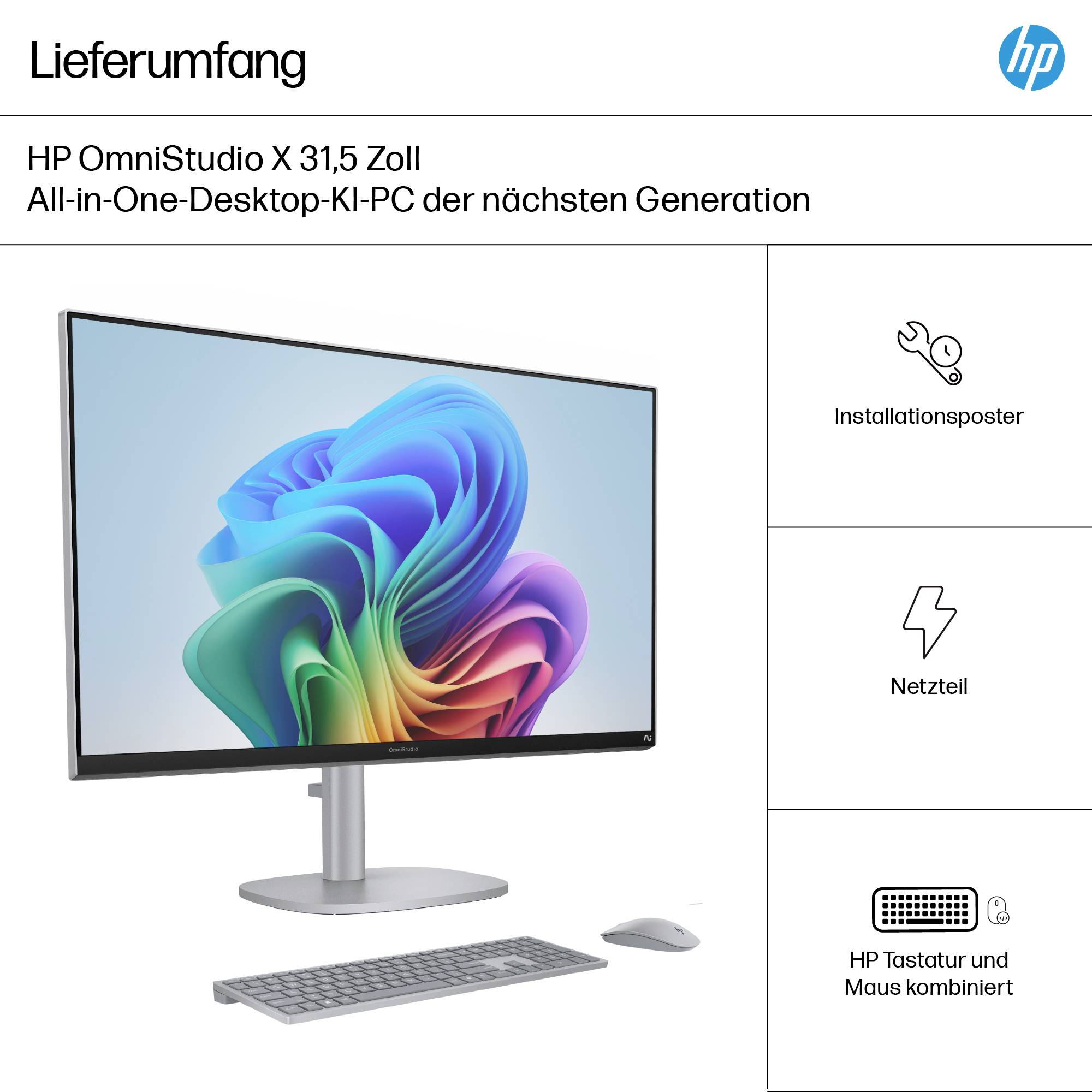 HP All-in-One PC 27-cr2255ng Shell White (P) 68.6cm (27 Zoll) Full HD Intel® Core™ Ultra 5 225U 4.8GHz 16GB RAM 512GB SSD Intel