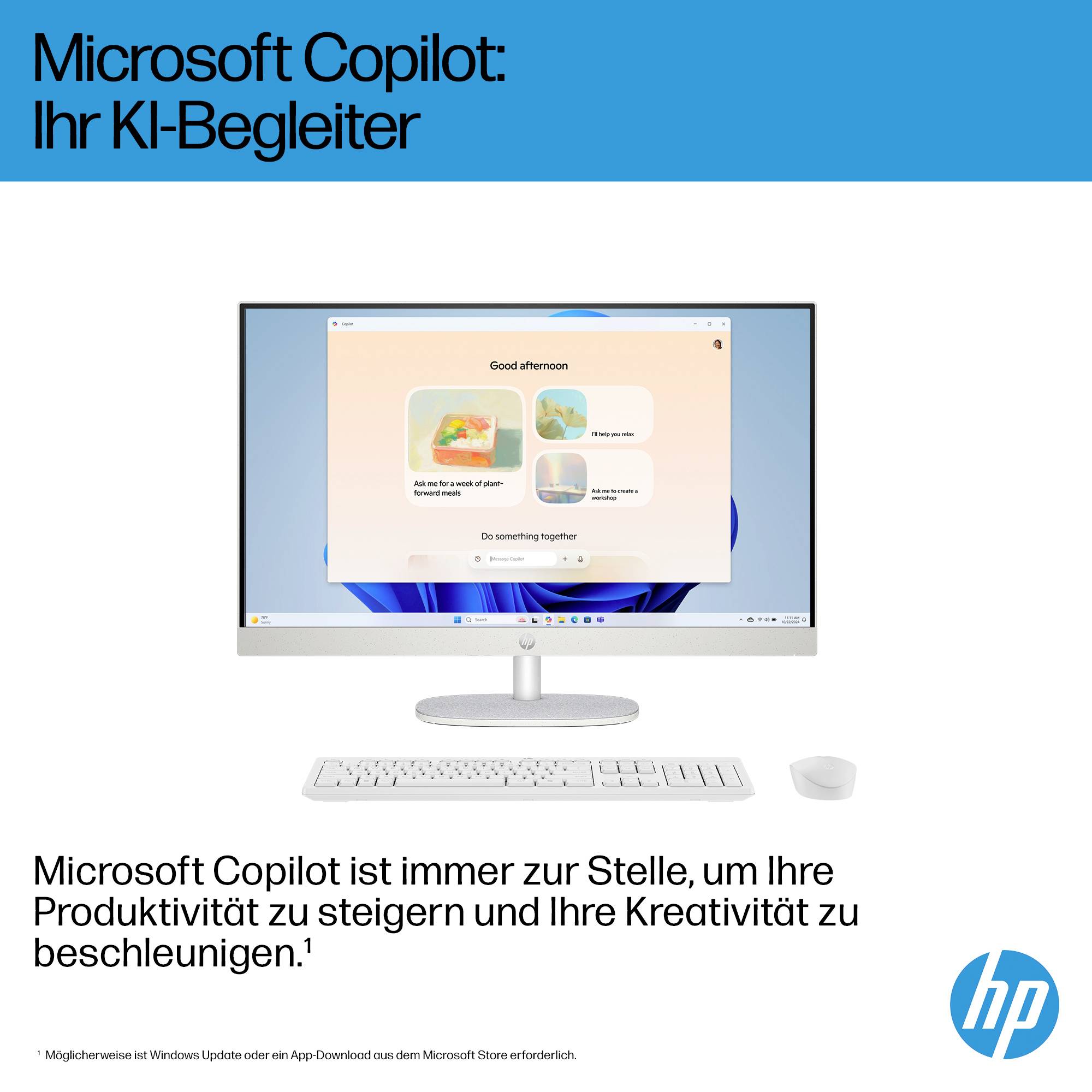 HP All-in-One PC 27-cr2275ng Shell White (P) 68.6 cm (27 Zoll) Full HD Intel® Core™ Ultra 7 255U 5.2 GHz 16 GB RAM 512 GB SSD Intel UHD Graphics