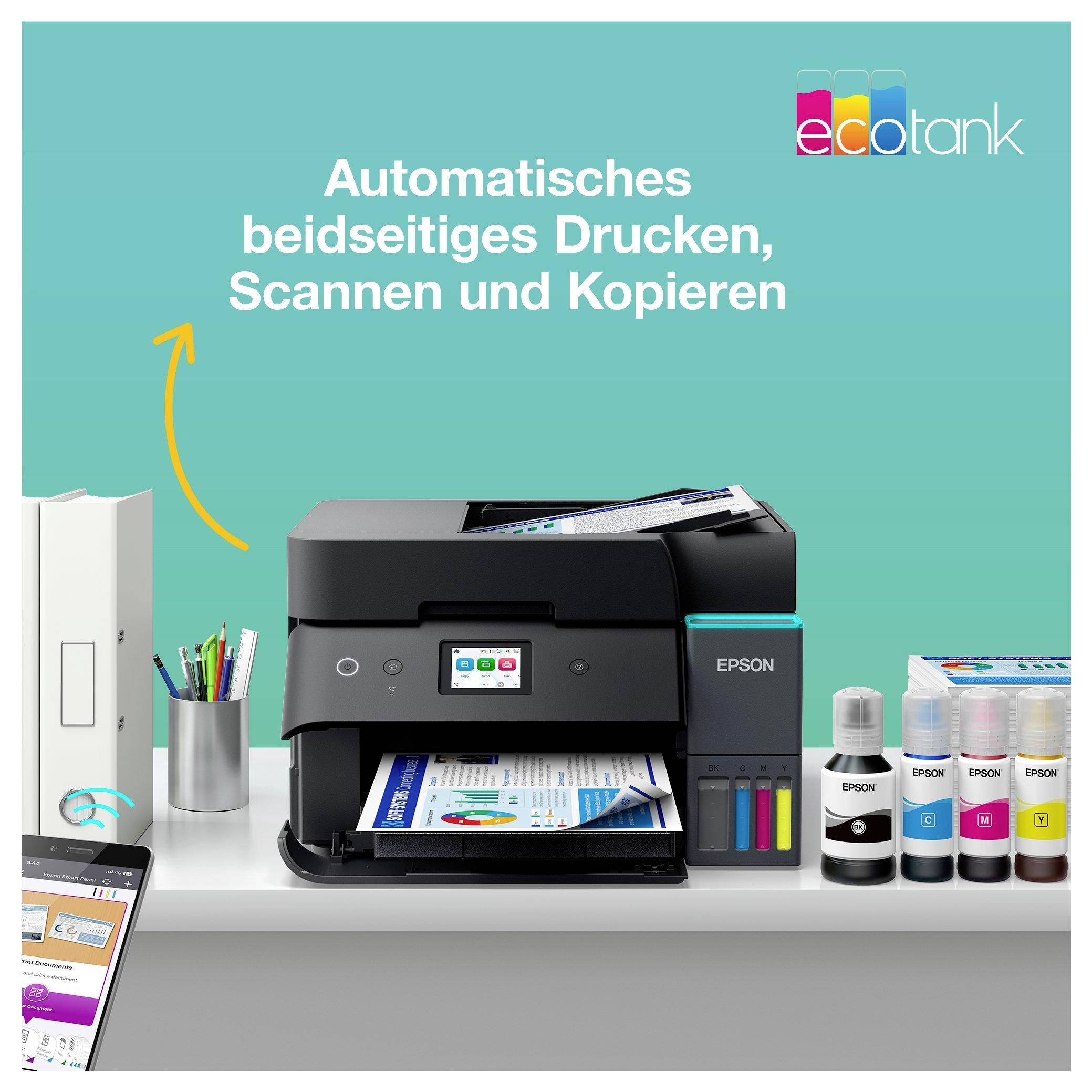 Epson EcoTank ET-4950 Multifunktionsdrucker Tintenstrahl Farbe A4 Drucker, Scanner, Kopierer, Fax WLAN, LAN, USB