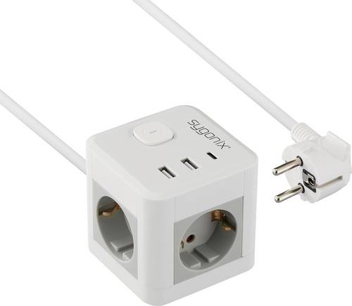 Sygonix SY-6903360 Steckdosenwürfel 3fach white, grey Schutzkontakt