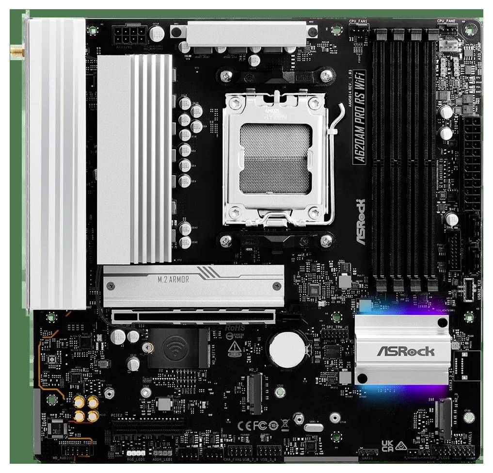 ASRock A620AM Pro RS Mainboard Sockel (PC) AMD® AM5 Formfaktor (Details) Micro-ATX Mainboard-Chipsatz AMD® A620A