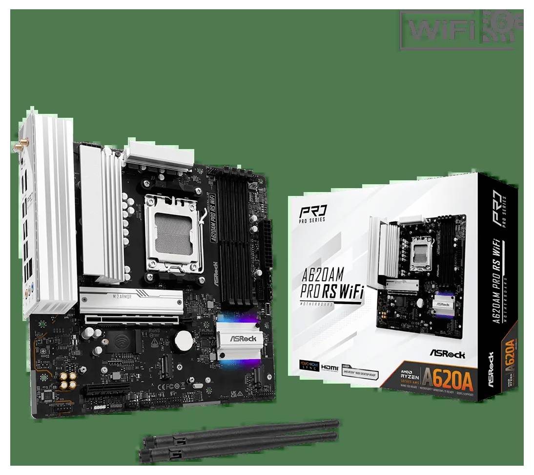ASRock A620AM Pro RS Mainboard Sockel (PC) AMD® AM5 Formfaktor (Details) Micro-ATX Mainboard-Chipsatz AMD® A620A