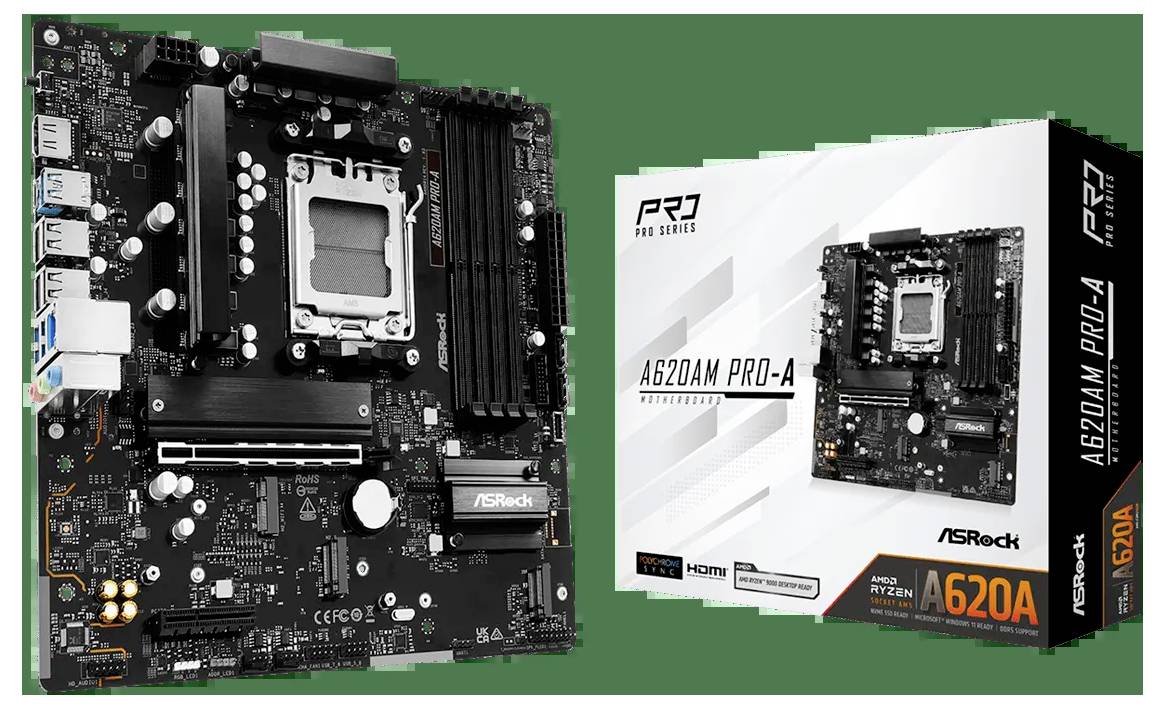 ASRock A620AM Pro-A Mainboard Sockel (PC) AMD® AM5 Formfaktor (Details) Micro-ATX Mainboard-Chipsatz AMD® A620A