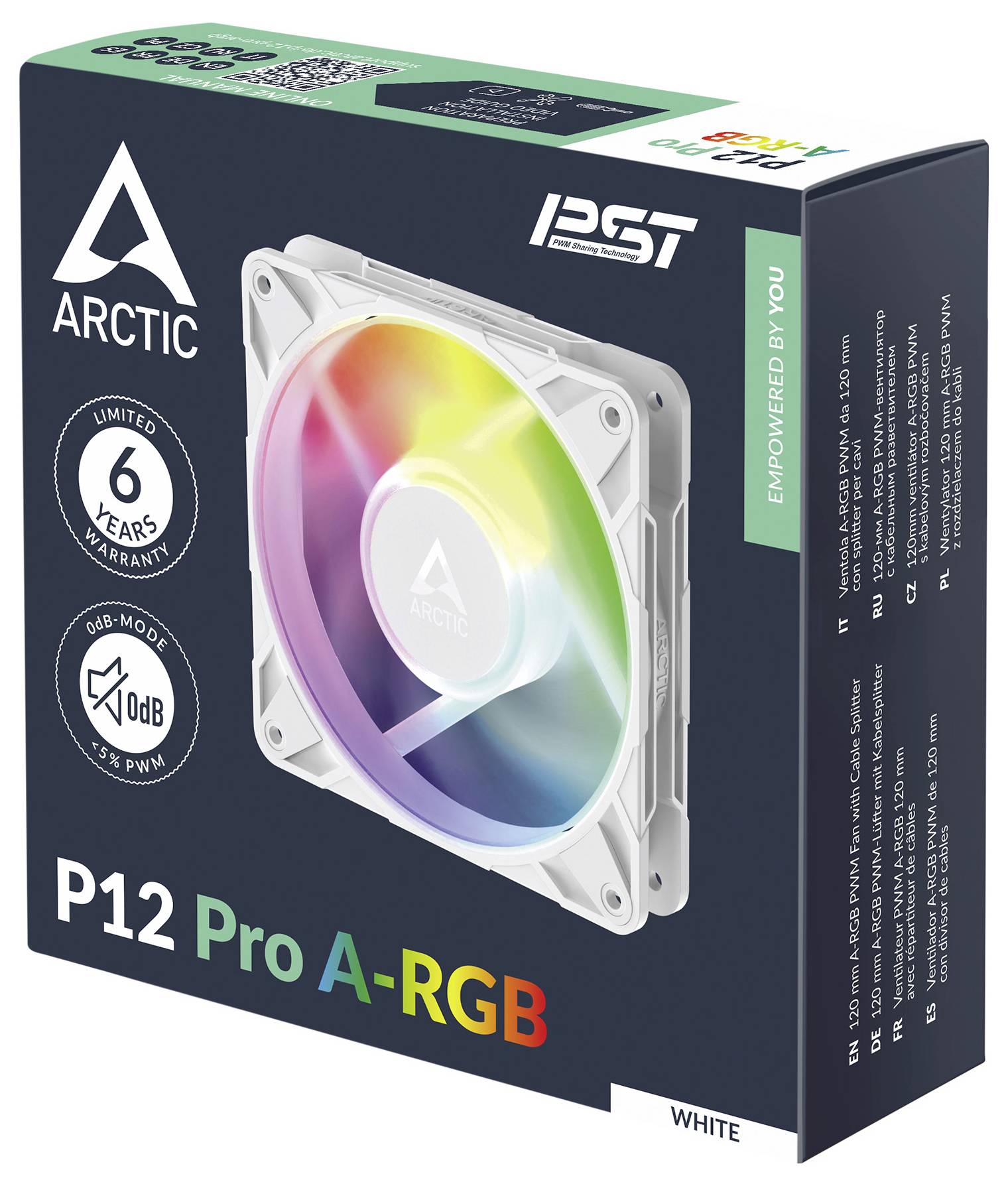 Arctic P12 Pro A-RGB PC-Gehäuse-Lüfter Weiß (B x H x T) 120 x 25 x 120 mm inkl. LED-Beleuchtung