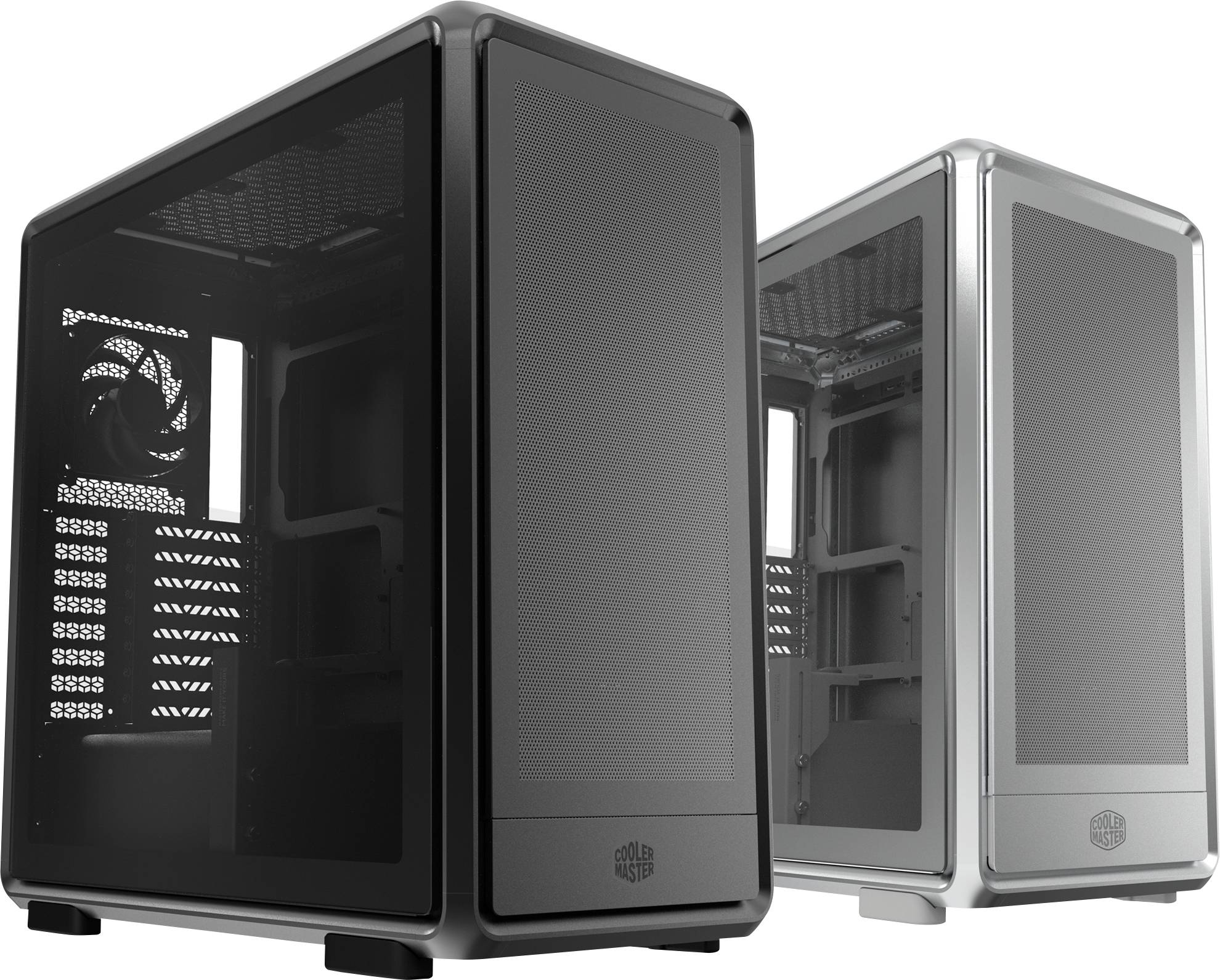 Cooler Master MasterFrame 600 Mesh Si Midi-Tower PC-Gehäuse Silber 3 Vorinstallierte LED Lüfter, Seitenfenster, Staubfilter