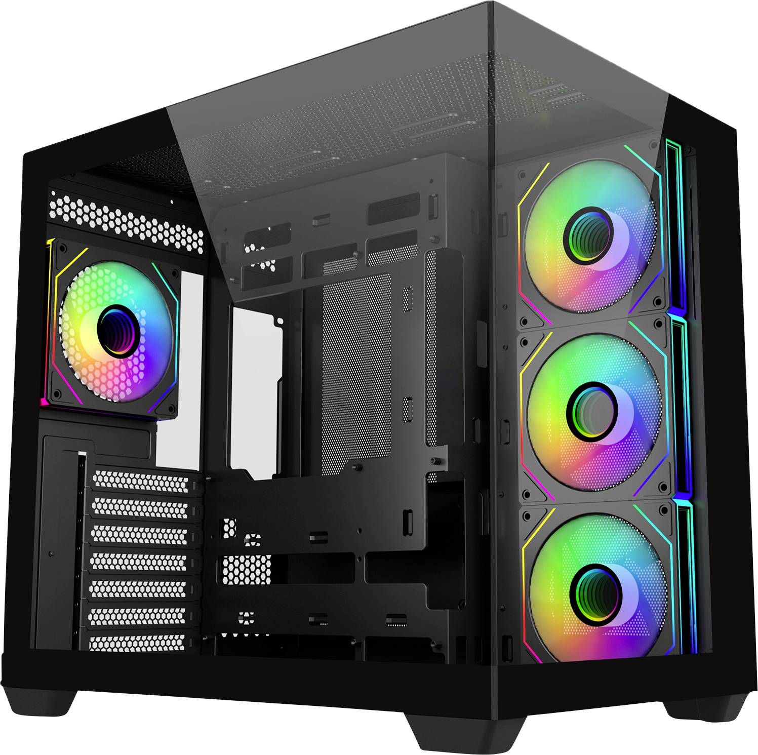 Cooler Master Elite 681 Midi-Tower PC-Gehäuse Schwarz 4 Vorinstallierte LED Lüfter, Seitenfenster