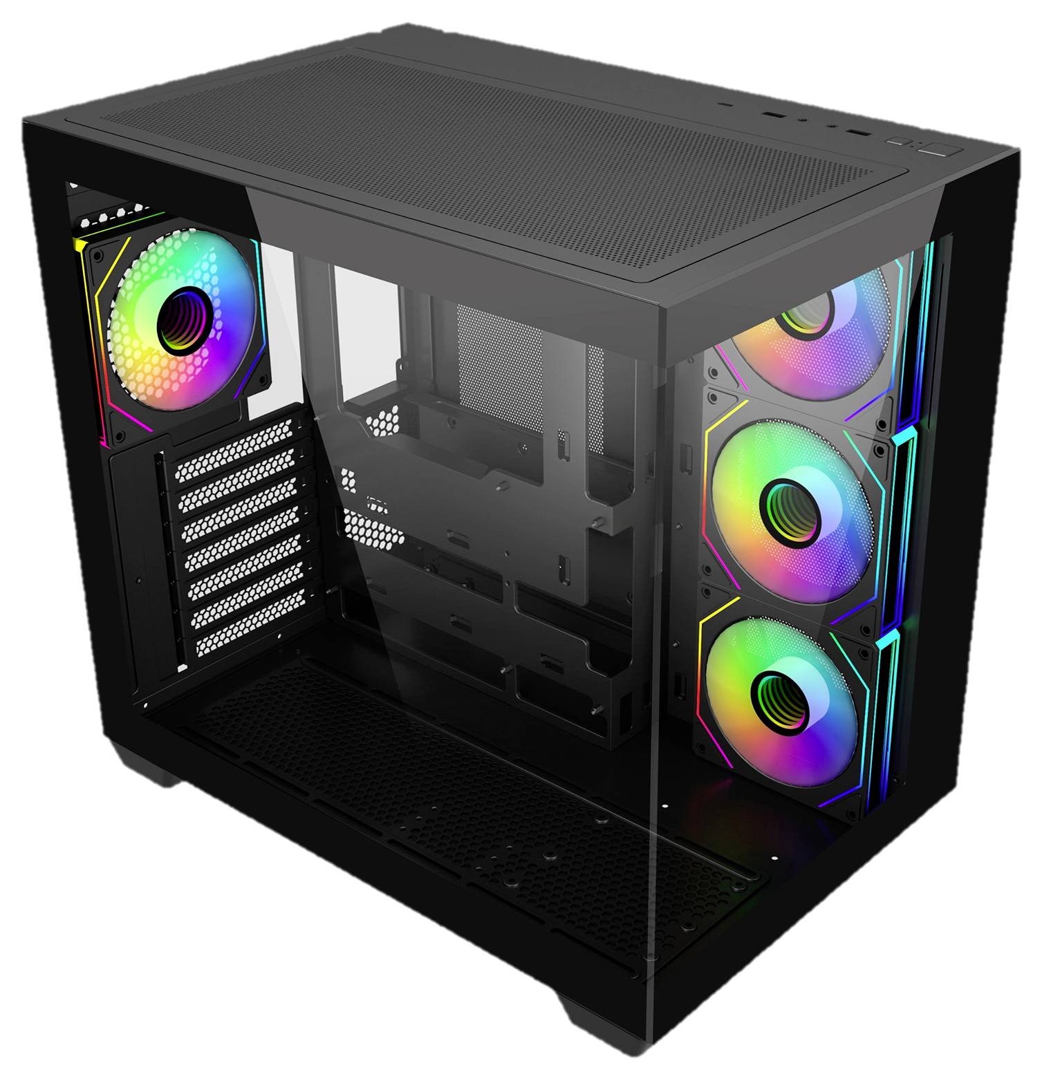 Cooler Master Elite 681 Midi-Tower PC-Gehäuse Schwarz 4 Vorinstallierte LED Lüfter, Seitenfenster