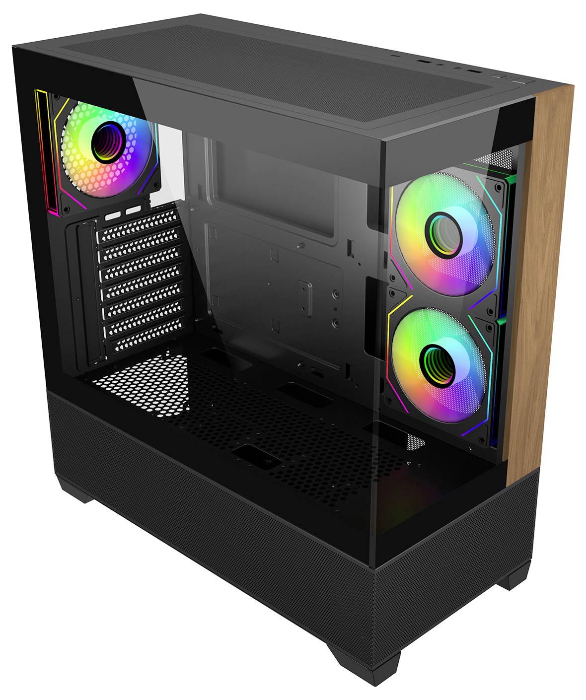 Cooler Master Elite 690 Midi-Tower PC-Gehäuse Schwarz 3 Vorinstallierte LED Lüfter, Seitenfenster