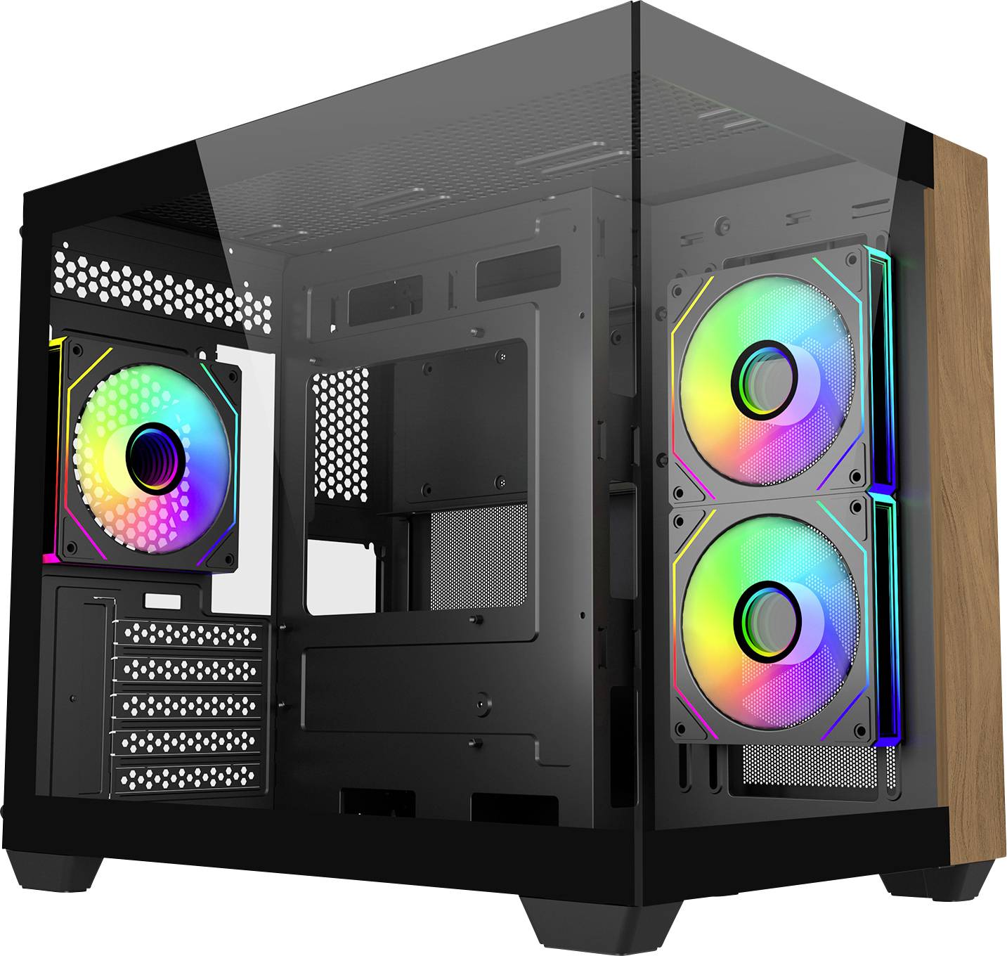 Cooler Master Elite 481 Mini-Tower PC-Gehäuse Schwarz 3 Vorinstallierte LED Lüfter, Seitenfenster