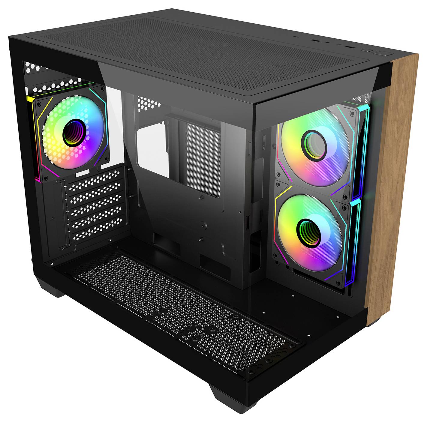 Cooler Master Elite 481 Mini-Tower PC-Gehäuse Schwarz 3 Vorinstallierte LED Lüfter, Seitenfenster