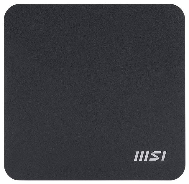 Ein schwarzes, quadratisches MSI-Logo auf einem dunklen Hintergrund.