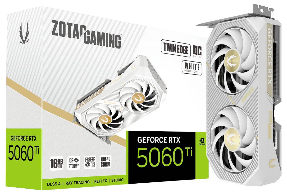 Zotac Grafikkarte Nvidia GeForce RTX 5060 Ti GeForce RTX 5060 Ti 16GB GDDR7-RAM PCIe, HDMI®, DisplayPort
