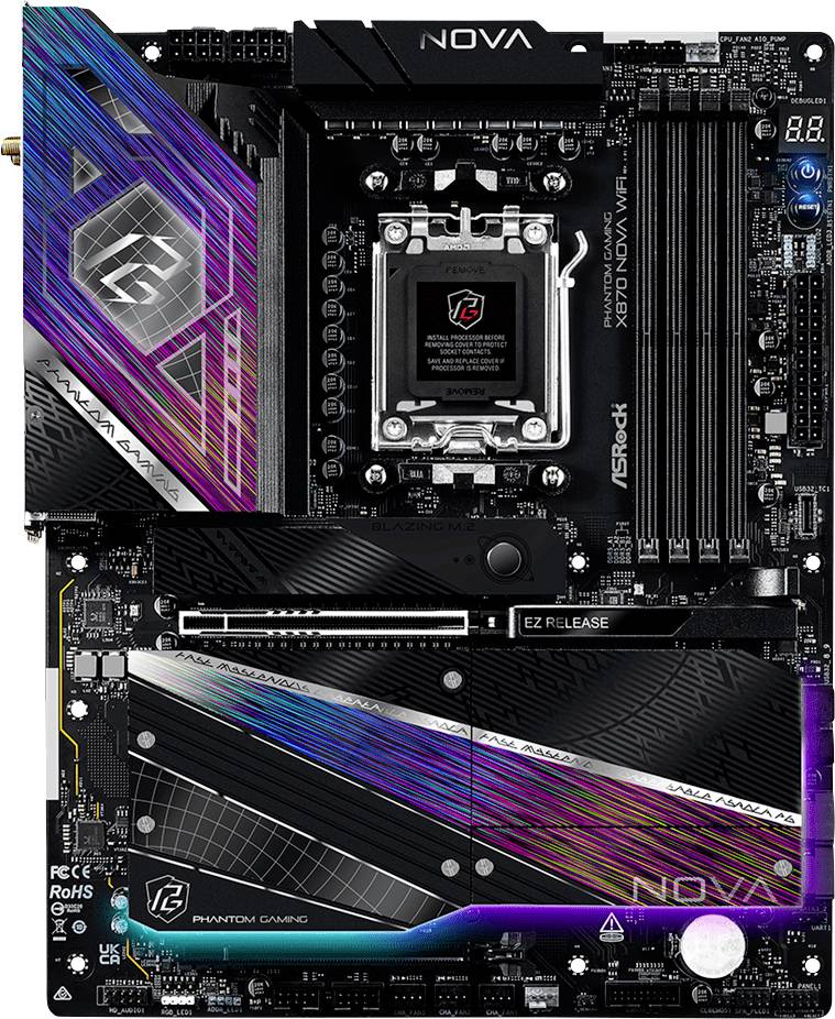 ASRock X870 Mainboard Sockel (PC) AMD® AM5 Formfaktor (Details) ATX Mainboard-Chipsatz AMD® X870
