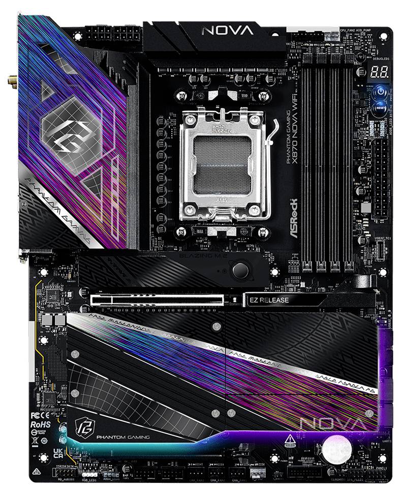ASRock X870 Mainboard Sockel (PC) AMD® AM5 Formfaktor (Details) ATX Mainboard-Chipsatz AMD® X870