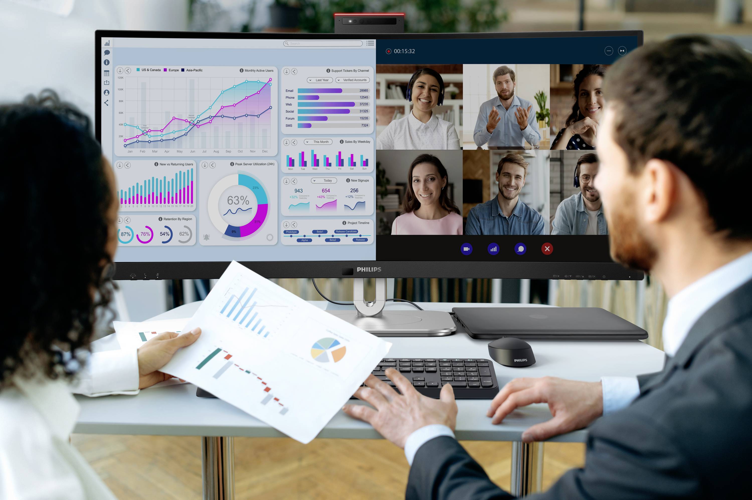 Philips 6000 Series LCD-Monitor EEK F (A - G) 86.4cm (34 Zoll) 21:9 4 ms VA LCD