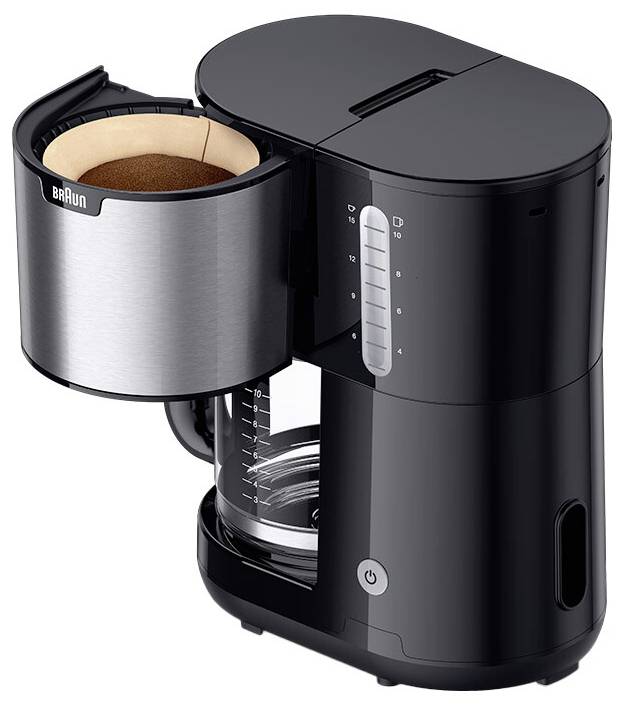Braun KF 1500 BK Kaffeemaschine Schwarz, Edelstahl Fassungsvermögen Tassen=10 Glaskanne