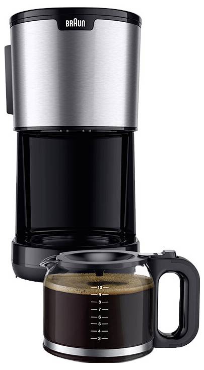 Braun KF 1500 BK Kaffeemaschine Schwarz, Edelstahl Fassungsvermögen Tassen=10 Glaskanne