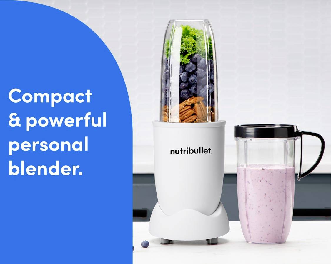 Nutribullet Standmixer mit Kanne Smoothie. Merkmale umfassen kompaktes Design und leistungsstarkes Mixen.