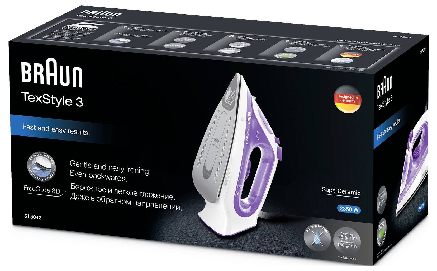 Braun SI 3042 VI 0127405002 Dampfbügeleisen 2350W Violett