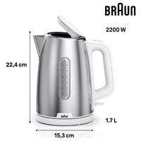 Braun WK 1500 WH Wasserkocher BPA-frei Weiß Fassungsvermögen: 1.7 l Braun WK 1500 WH Wasserkocher BPA-frei Weiß Fassungsvermögen: 1.7 l