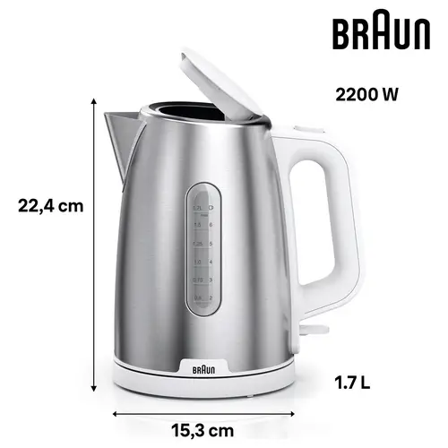 Braun WK 1500 WH Wasserkocher BPA-frei Weiß Fassungsvermögen: 1.7 l Braun WK 1500 WH Wasserkocher BPA-frei Weiß Fassungsvermögen: 1.7 l