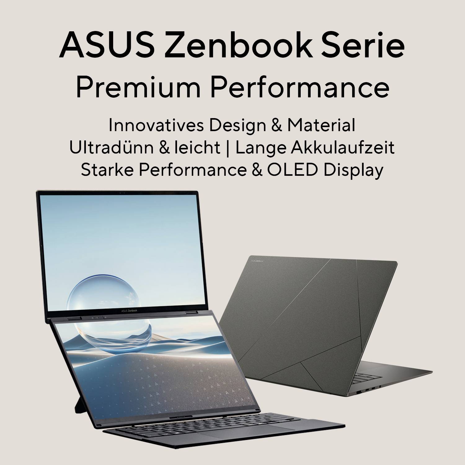 ASUS Zenbook Serie Laptop mit OLED-Display und Ultradünn-Design, bietet starke Leistung und lange Akkulaufzeit.