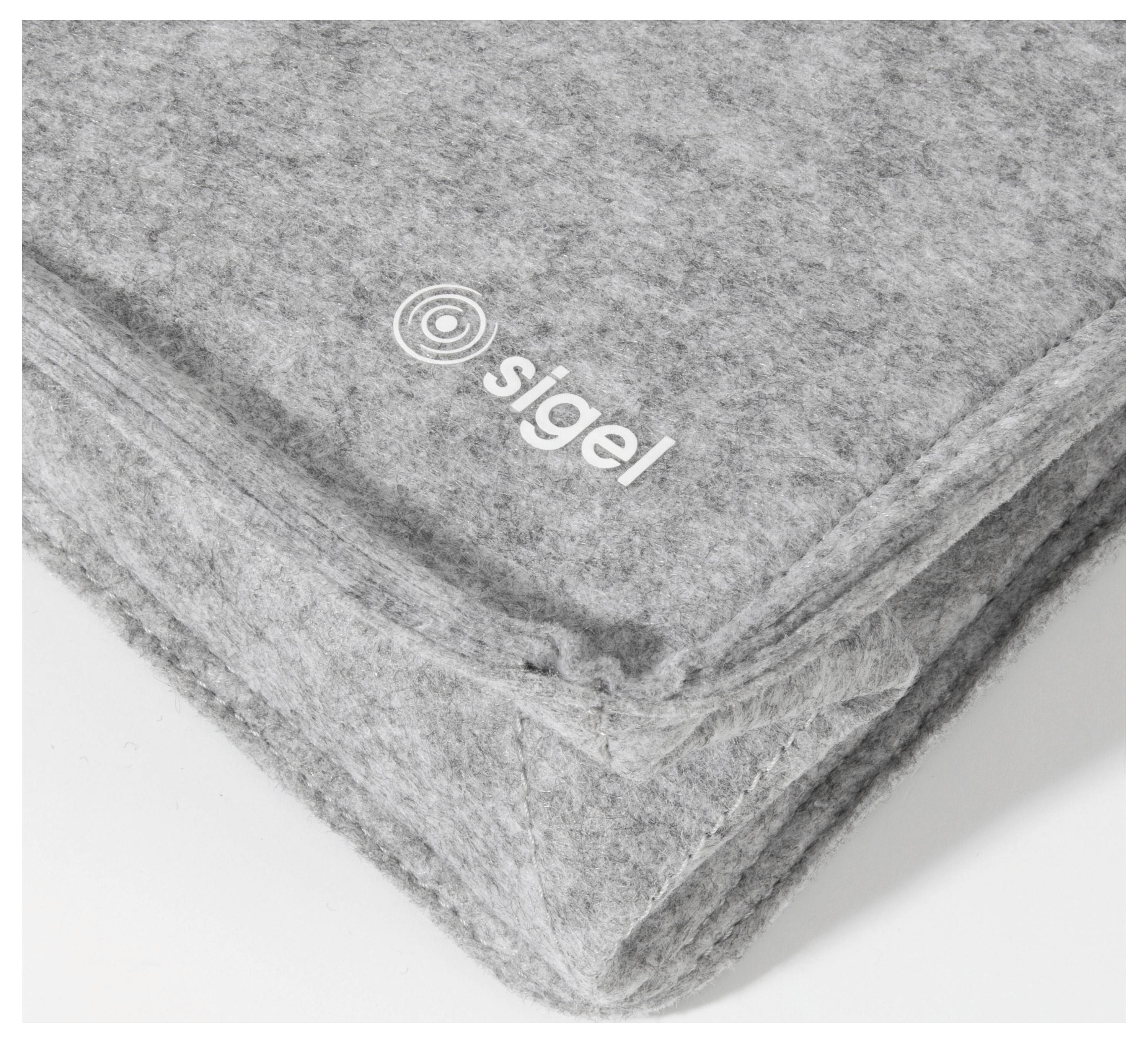 Graue Aktenmappe mit dem 'Sigel'-Logo auf dem Umschlag, die ein einfaches und elegantes Design präsentiert.