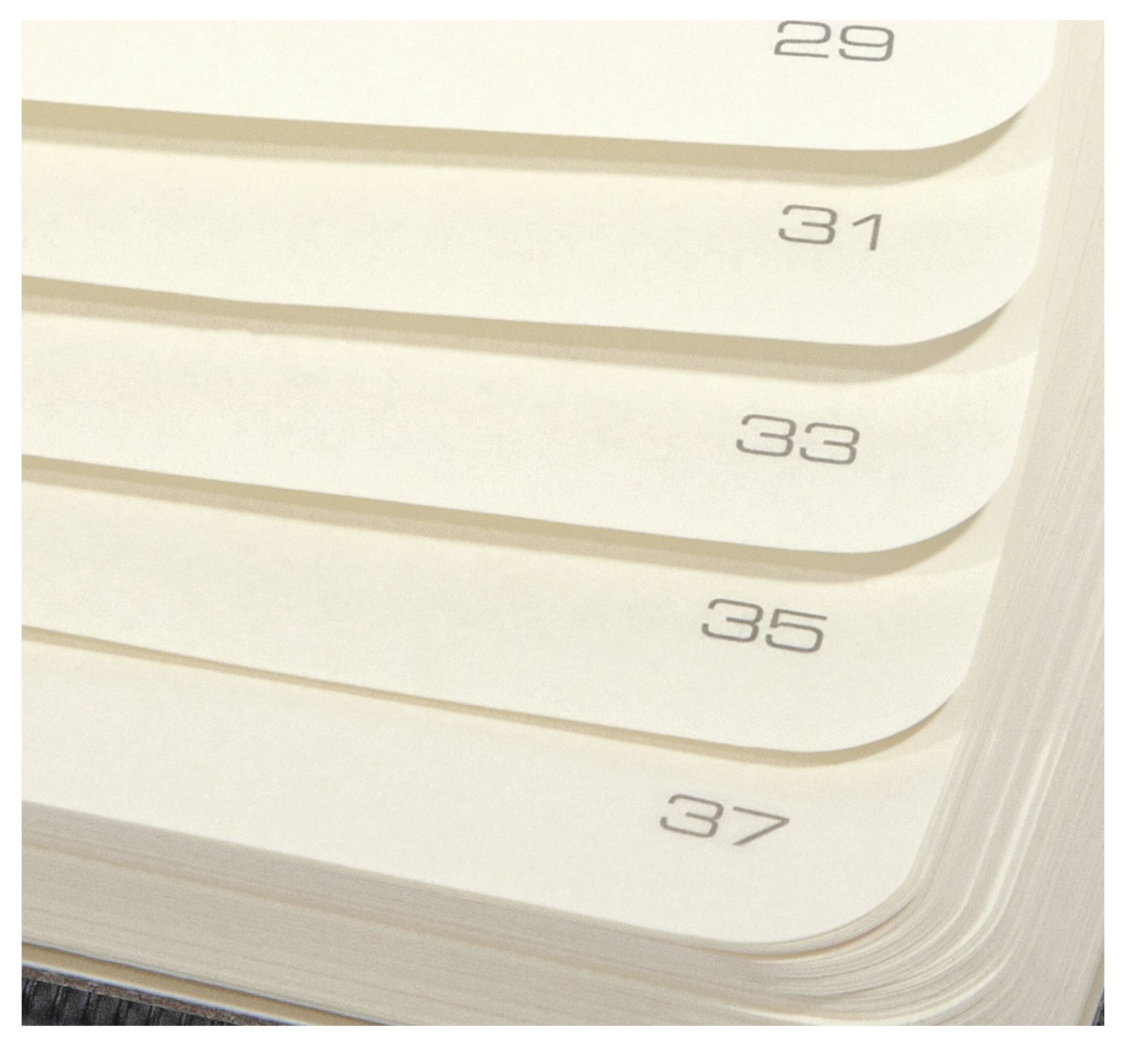 Eine Nahaufnahme eines Stapels Papierkarten mit sichtbaren Zahlen: 29, 31, 33, 35, 37, die die Abfolge und Organisation der Karten zeigt.