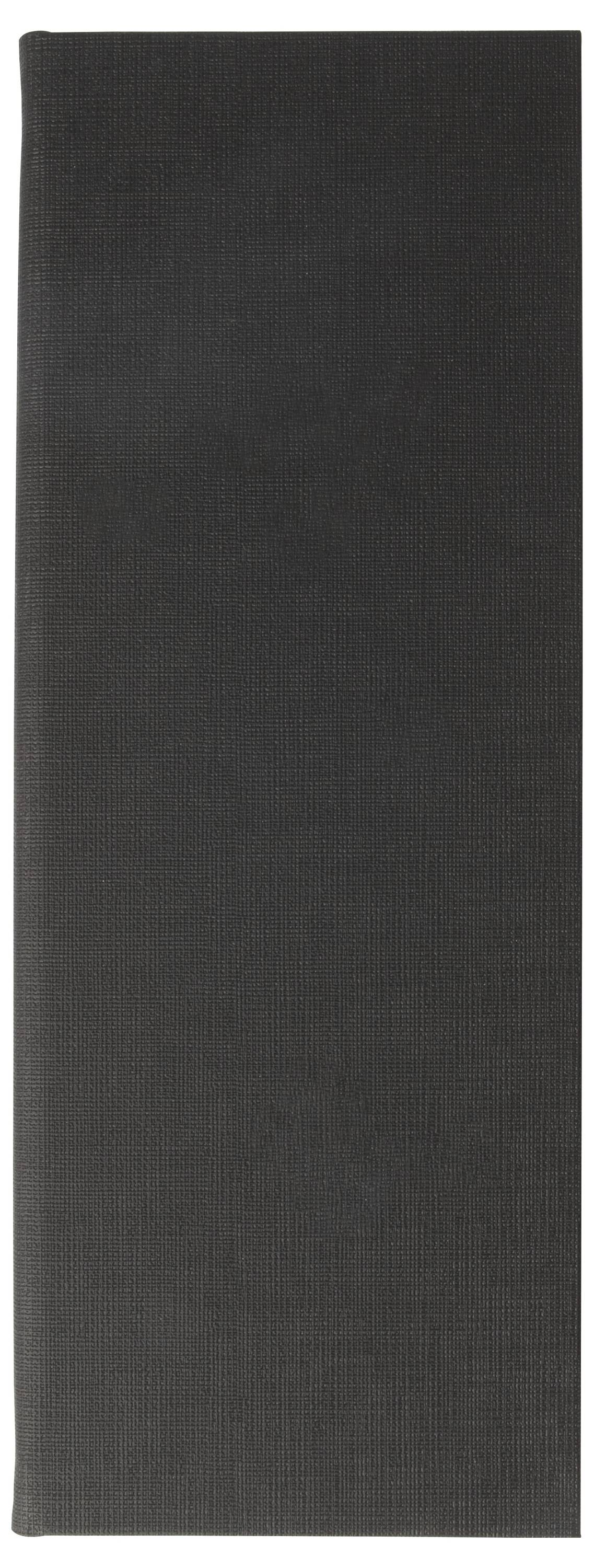 Ein hoher, schlanker, schwarzer rechteckiger Gegenstand vor einem schlichten weißen Hintergrund.