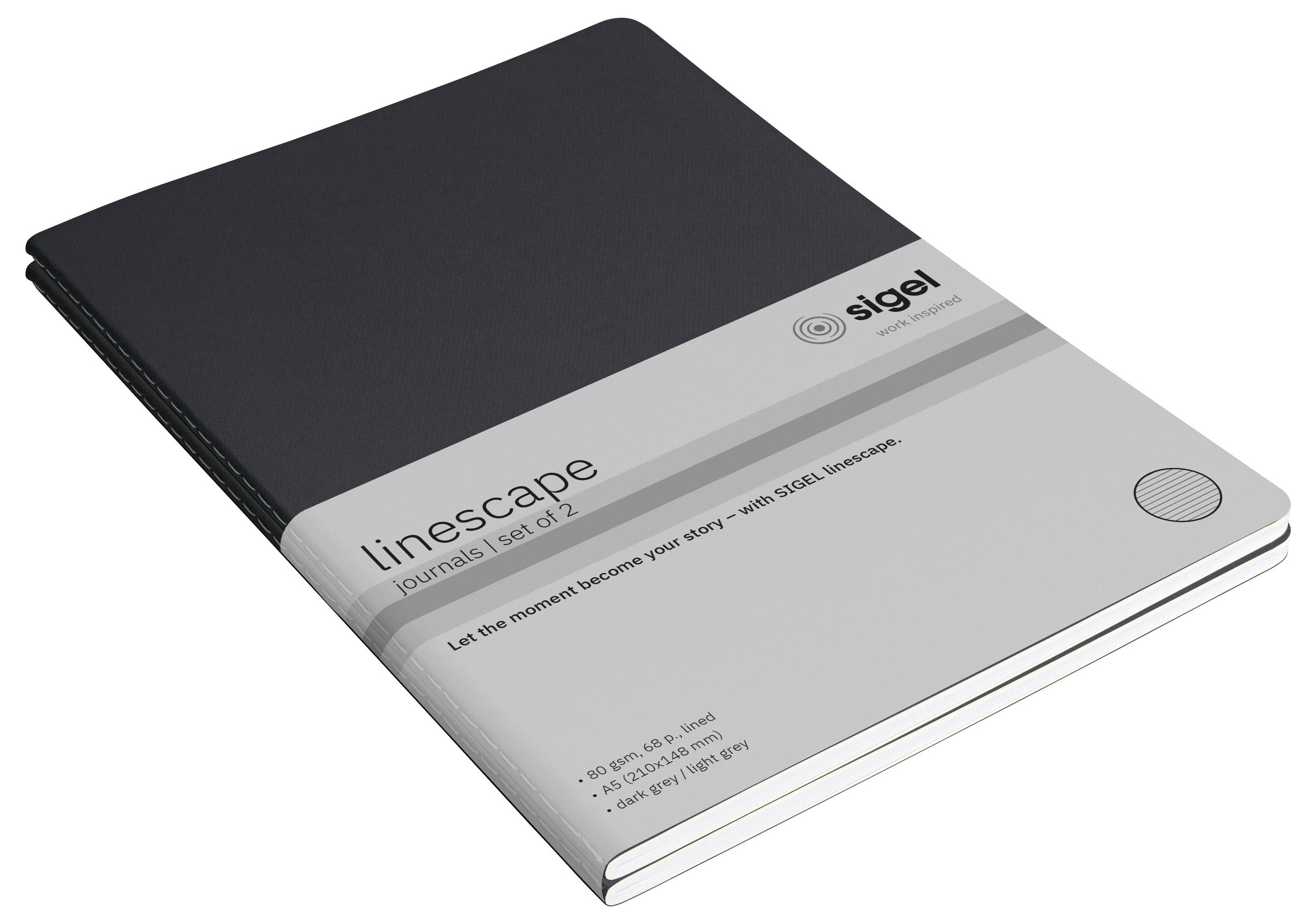Sigel LS307 Notizheft Linescape Softcover 2 St. DIN A5 liniert Dunkelgrau, Hellgrau Anzahl der Blätter: 34