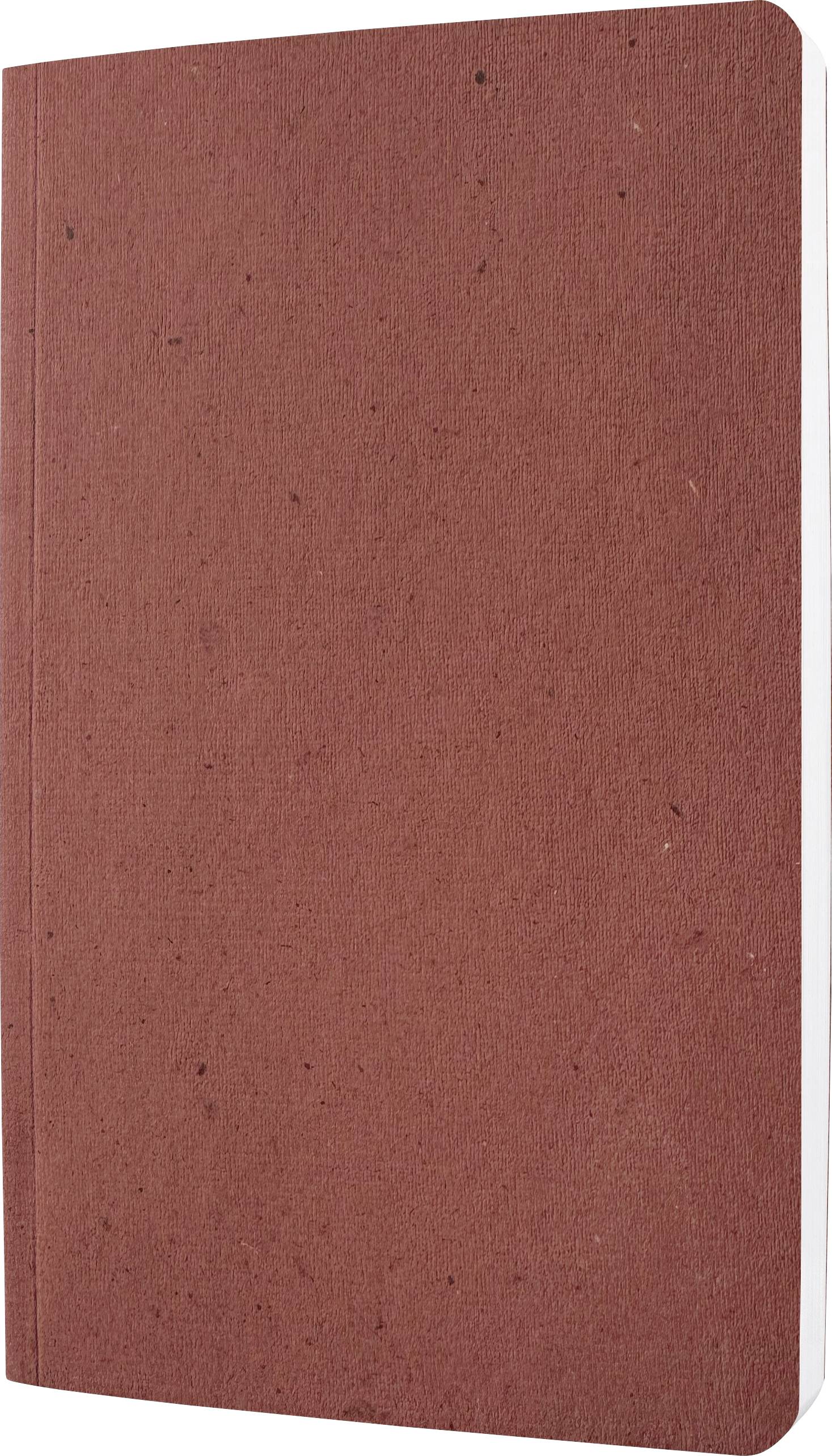 Einfaches rotes Hardcover-Buch oder Notizbuch mit abgerundeten Ecken, geschlossen vor weißem Hintergrund dargestellt.