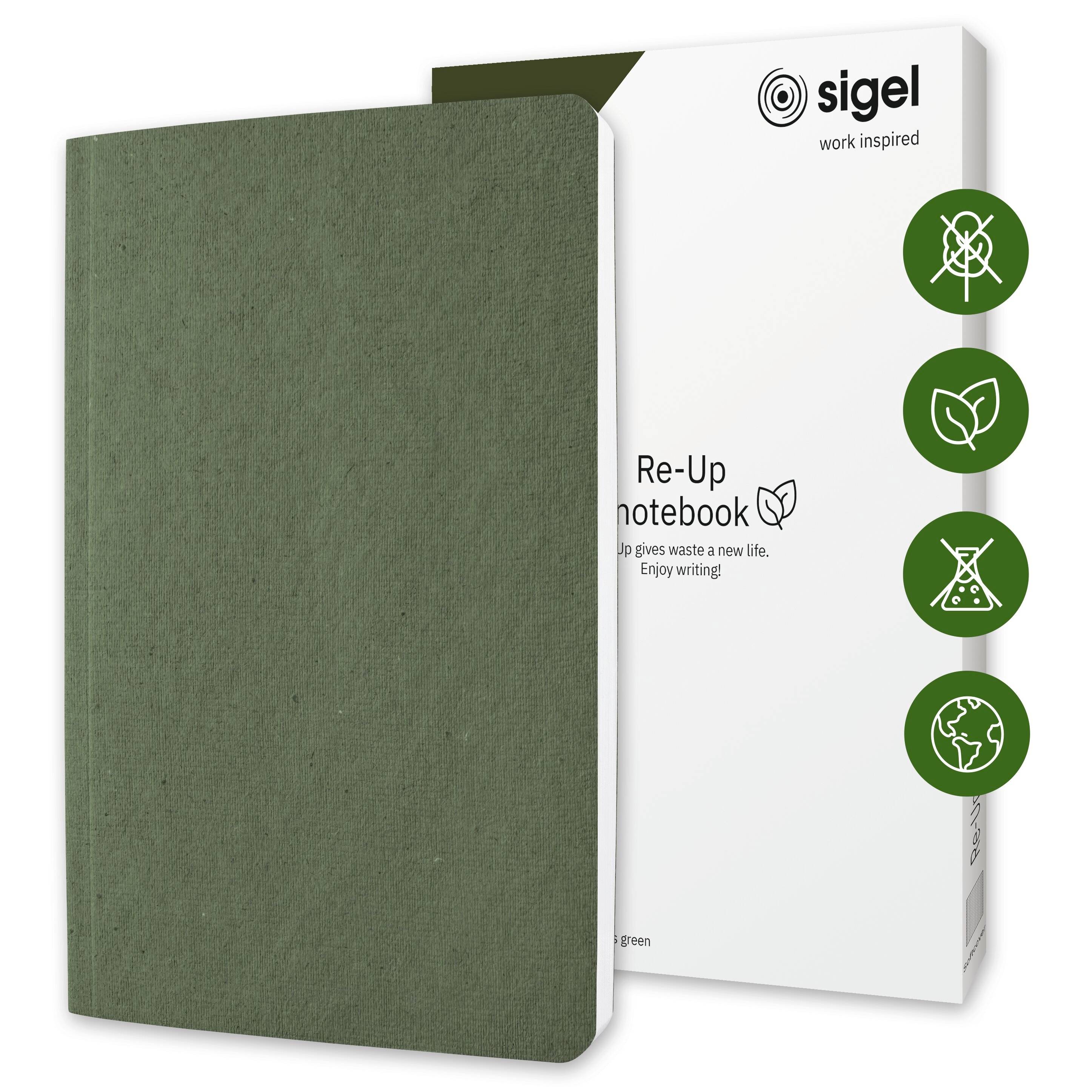 Sigel RU205 Notizbuch Re-Up Softcover DIN A5 liniert Moosgrün Anzahl der Blätter: 50