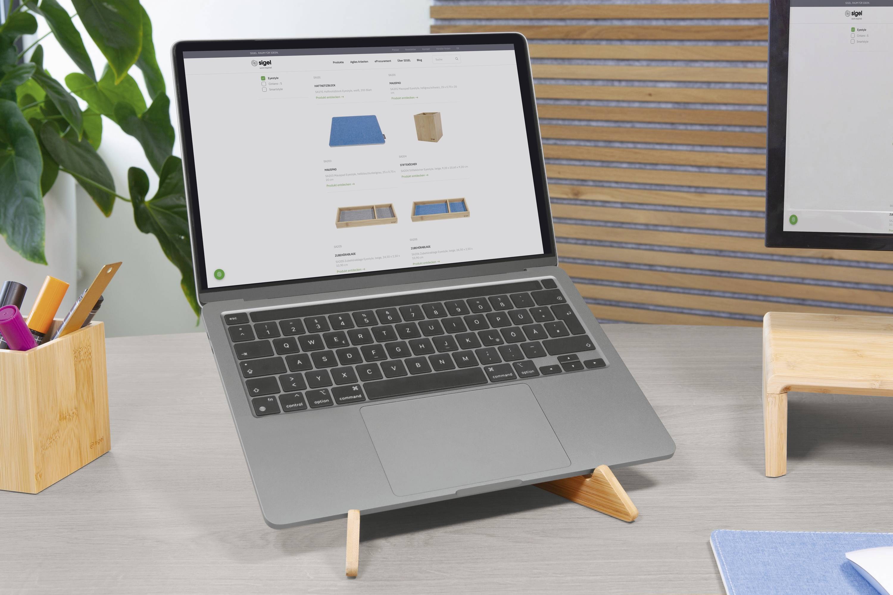 Sigel SA207 Laptophalterung Eyestyle (B x H x T) 30 x 14.50 x 1.80cm Bambus Beige