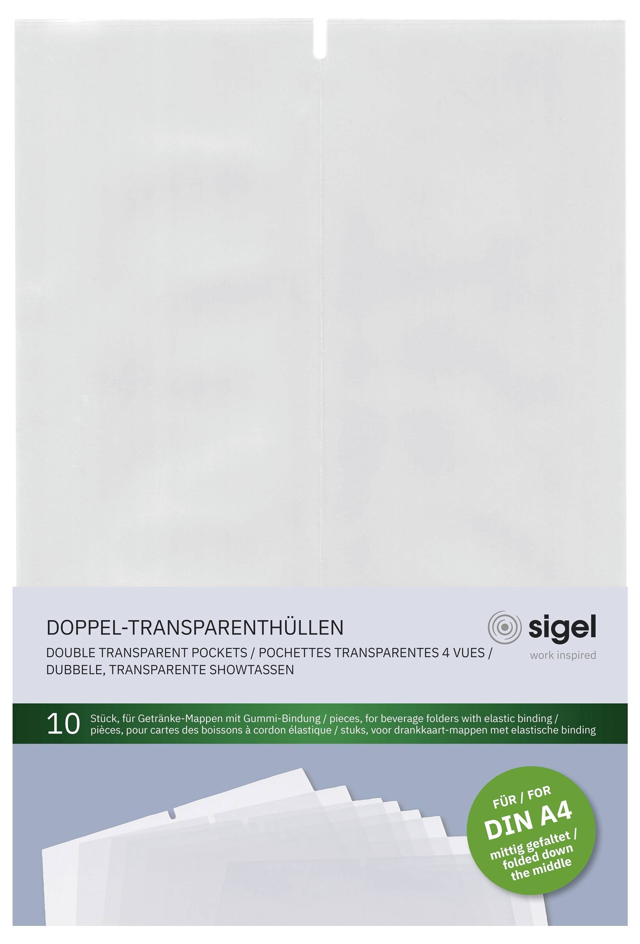 Sigel Doppel-Transparenthülle 2 x DIN A4 für Speisekarten-Mappen SM182 10St.