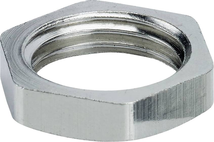 Eine Sechskant-Metallmutter mit gewindeter Innenbohrung, geeignet für Befestigungsanwendungen.