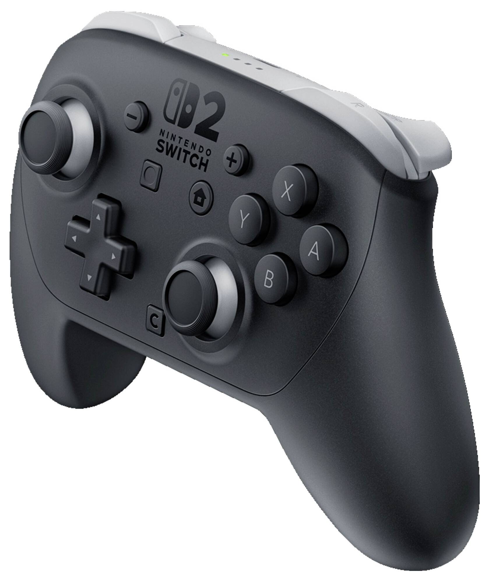 Ein schwarzer Nintendo Switch Pro Controller mit Tasten, Analogsticks und Triggern, entwickelt für ein verbessertes Spielerlebnis und Komfort.