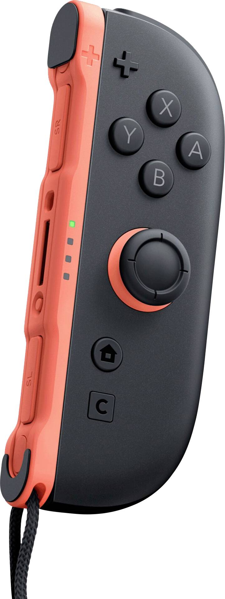 Ein roter und schwarzer Gaming-Controller mit Tasten markiert als '+', 'X', 'Y', 'A', 'B' und einem Joystick, entwickelt für Konsolen-Gaming.