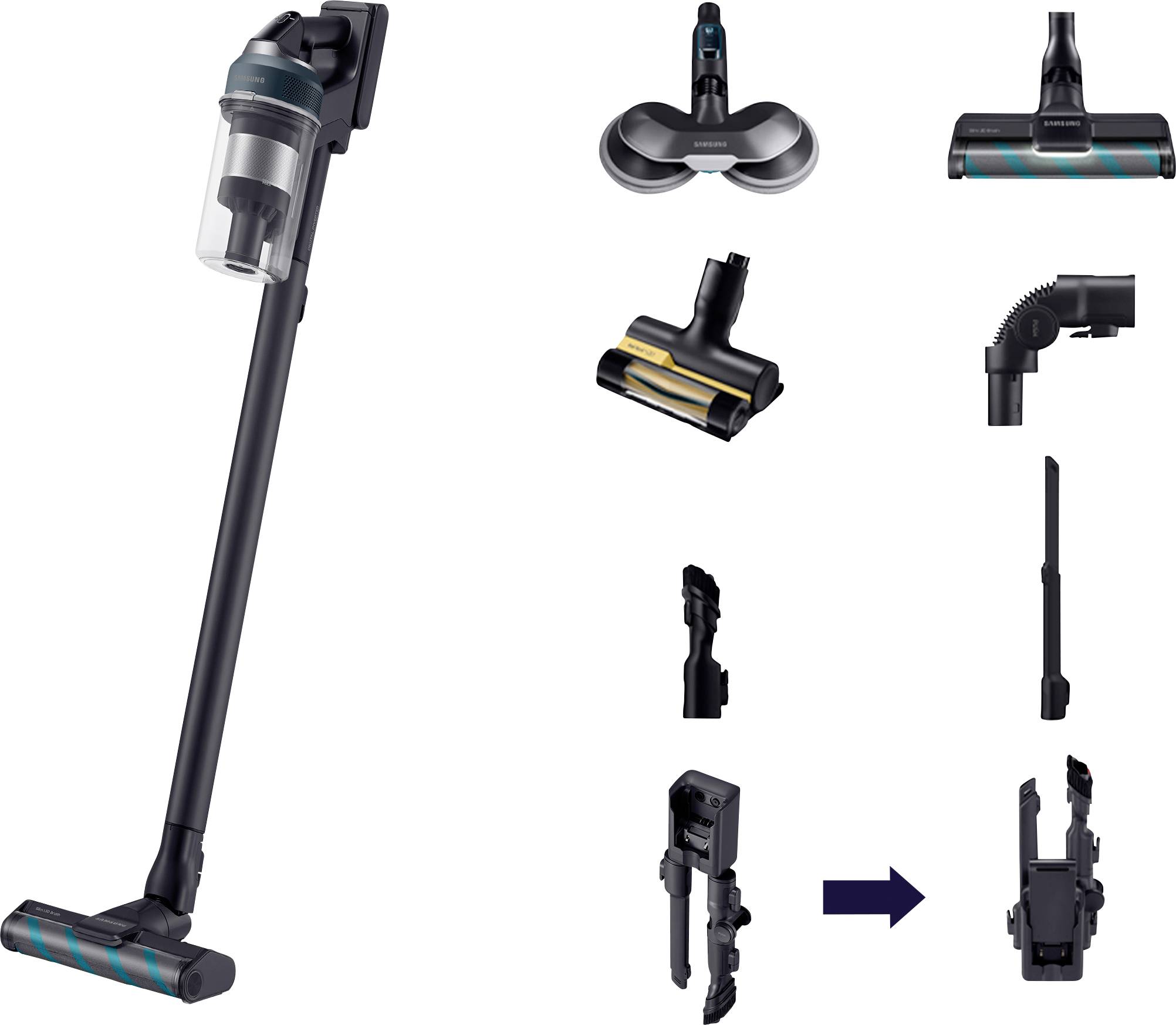 Samsung Staubsauger VS20C852FTB Akku-Handstaubsauger 25.2 V 580 W Beutellos, inkl. Akku