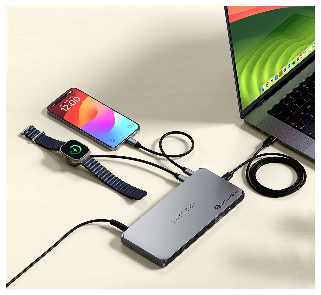 Satechi Thunderbolt™ 4 Dockingstation ST-DT4MDM-EU USB-C® Power Delivery