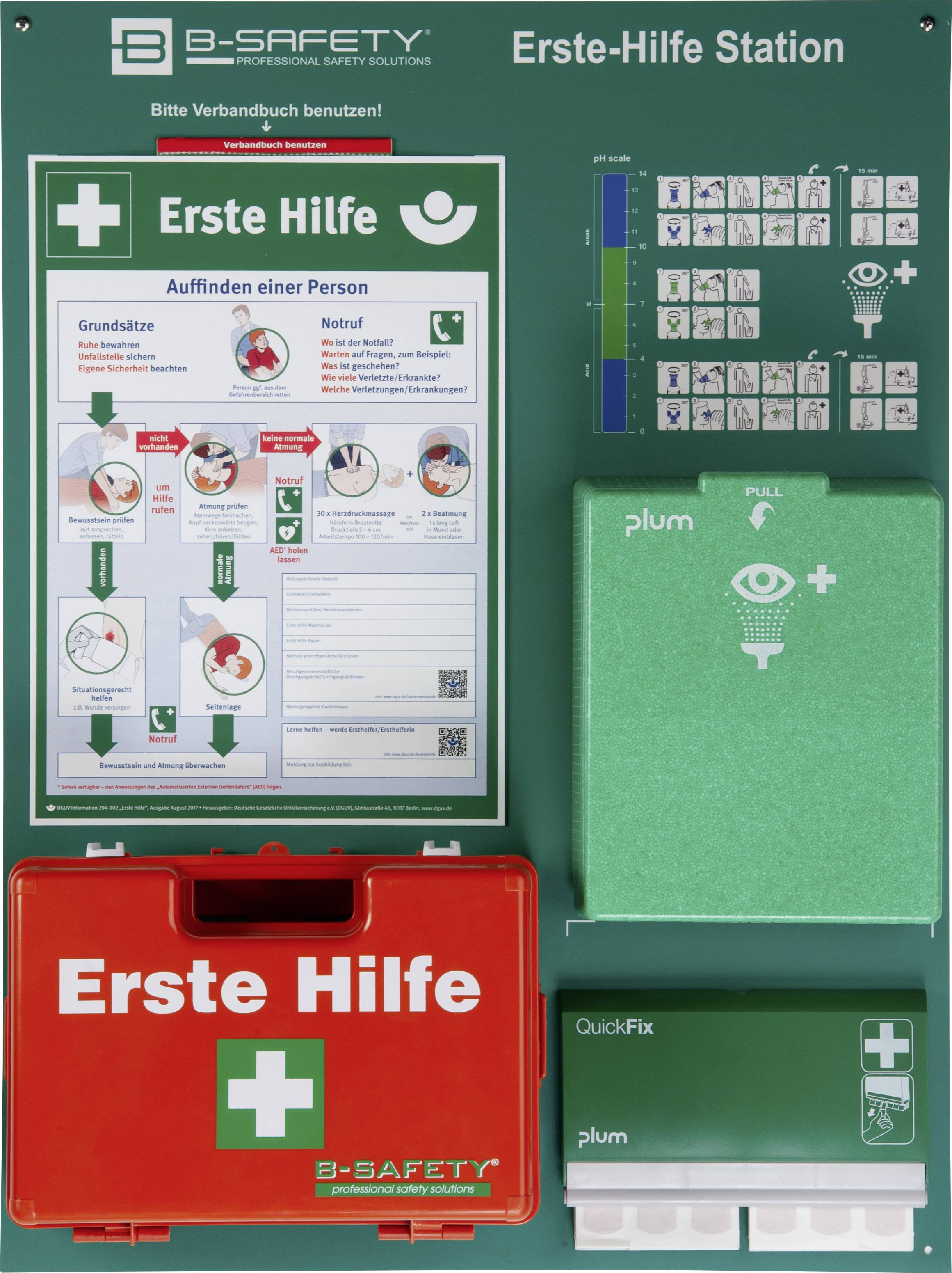 B-SAFETY EH-ST9-157 Erste Hilfe-Station DIN 13157, DIN EN 15154-4:2009 600 x 800 x 150 Rot, Grün