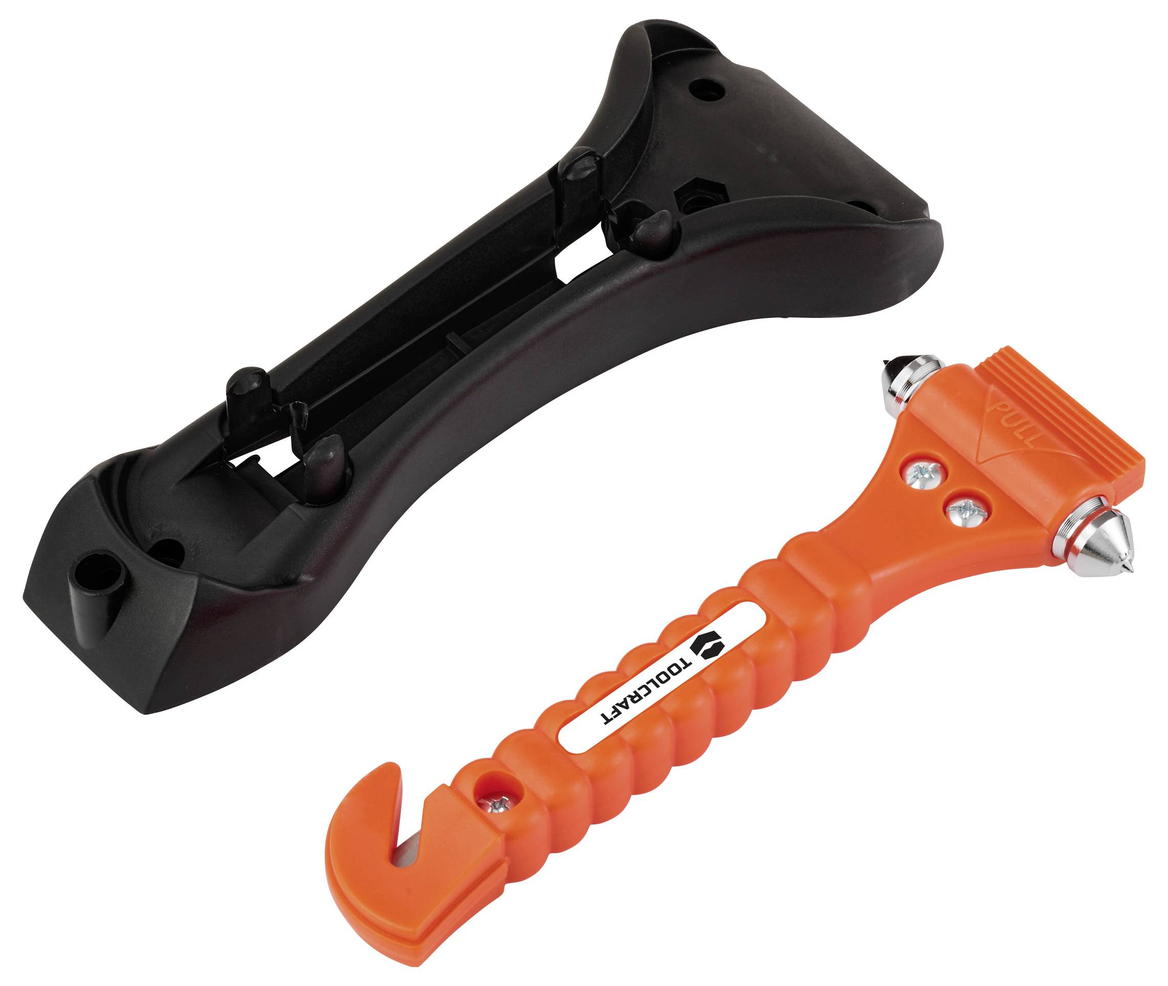 TOOLCRAFT TO-10362528 Nothammer Glasbrecher, Inkl. Halter, Gurtschneider Erwachsene, Bus, Wohnmobile, Pkw, Lkw, SUV, Van