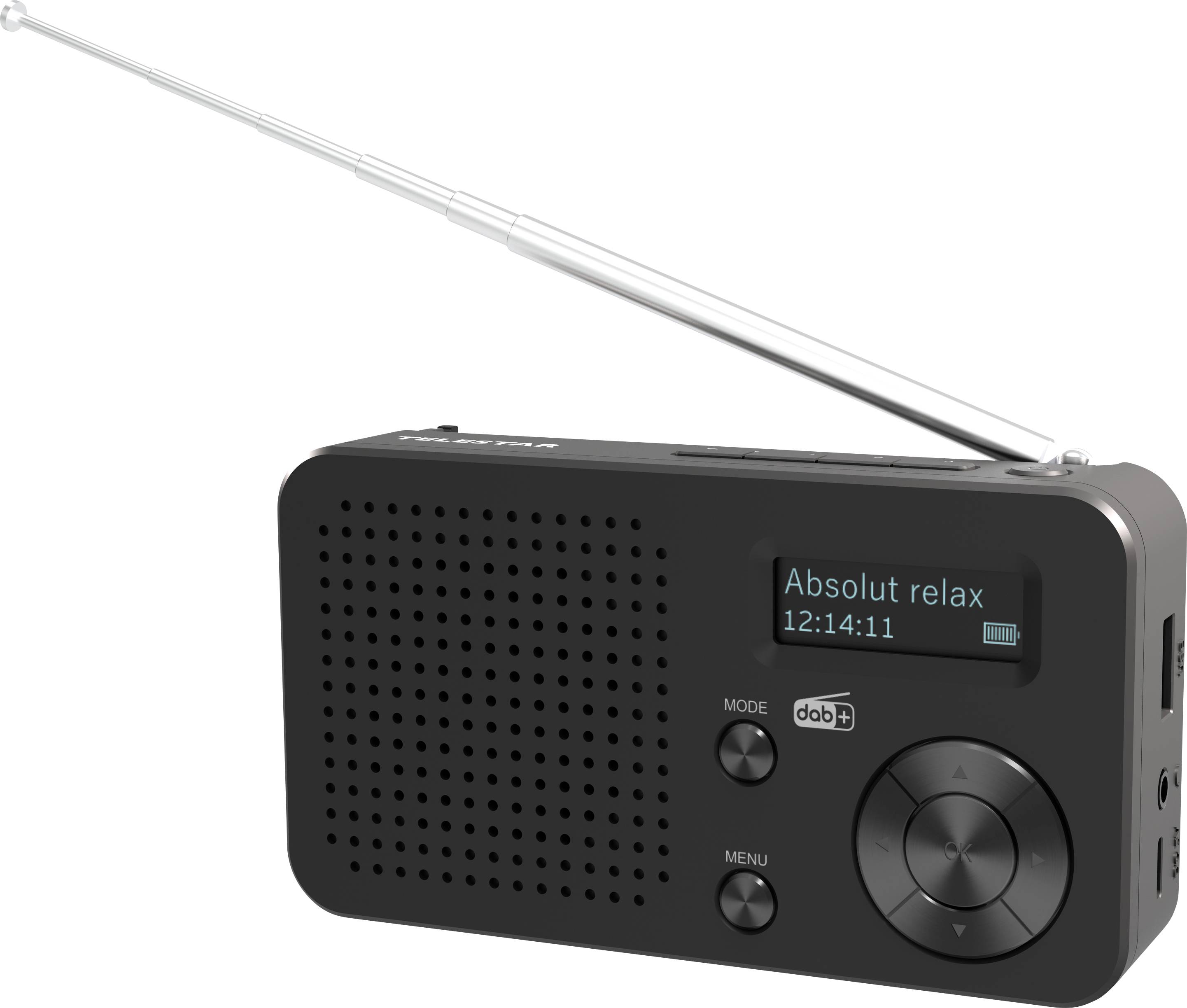 Telestar TELESTAR TOP 100 Schwarz Akku-Radio DAB+, UKW Bluetooth®, USB Akku-Ladefunktion, wiederaufladbar, Weckfunktion Schwarz